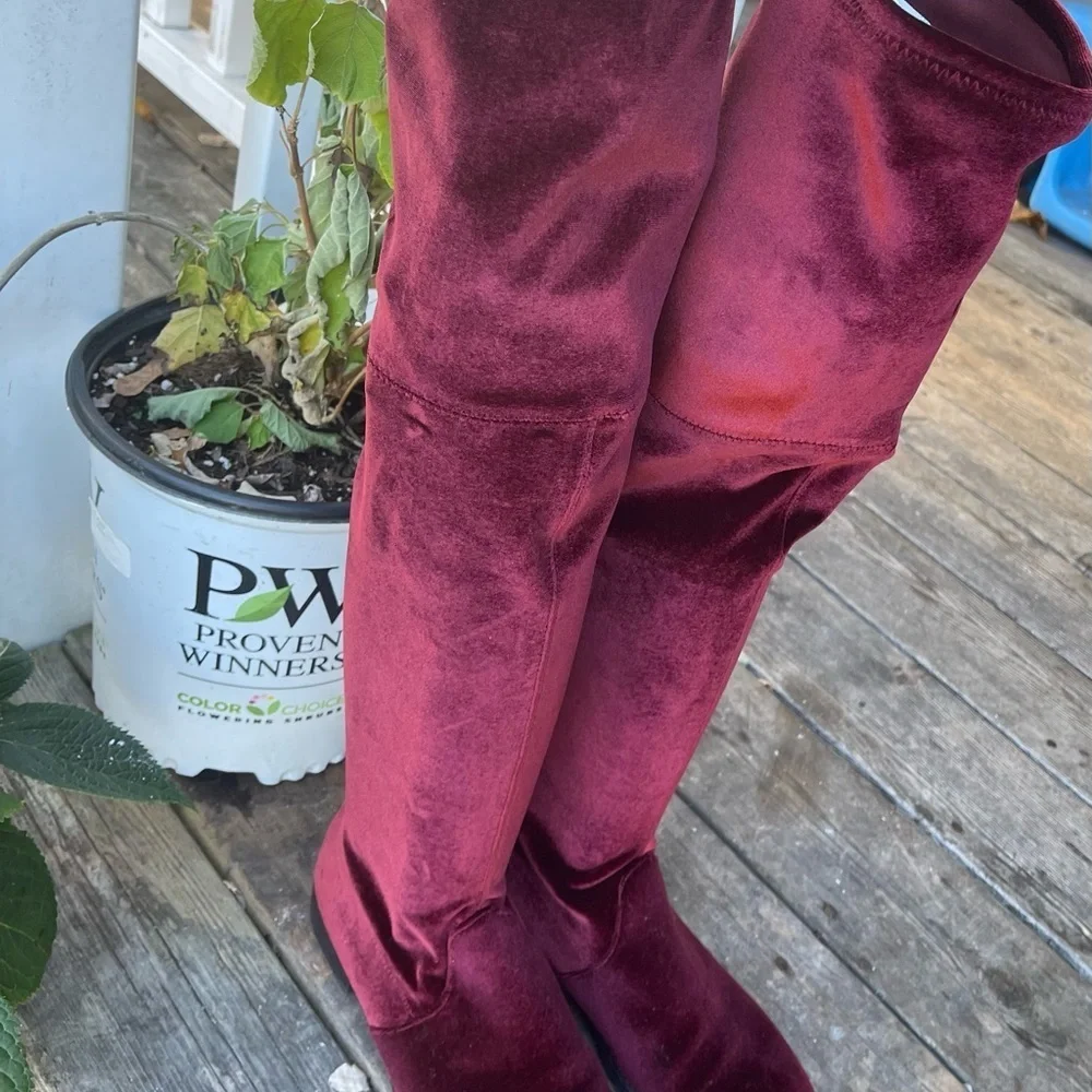 UniSA velvet knee high boots for women